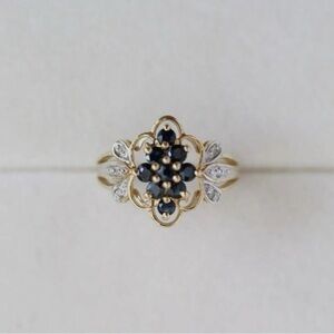 NWT Vintage Style Sapphire & Diamond Ring (Size 5)